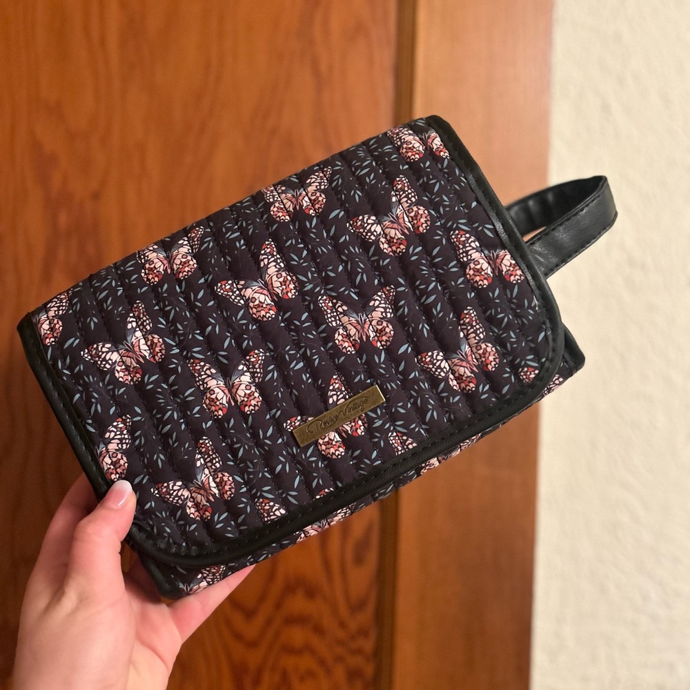Vera Bradley Black and Red Butterfly Cosmetic Case